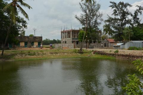 Modern construction in the village